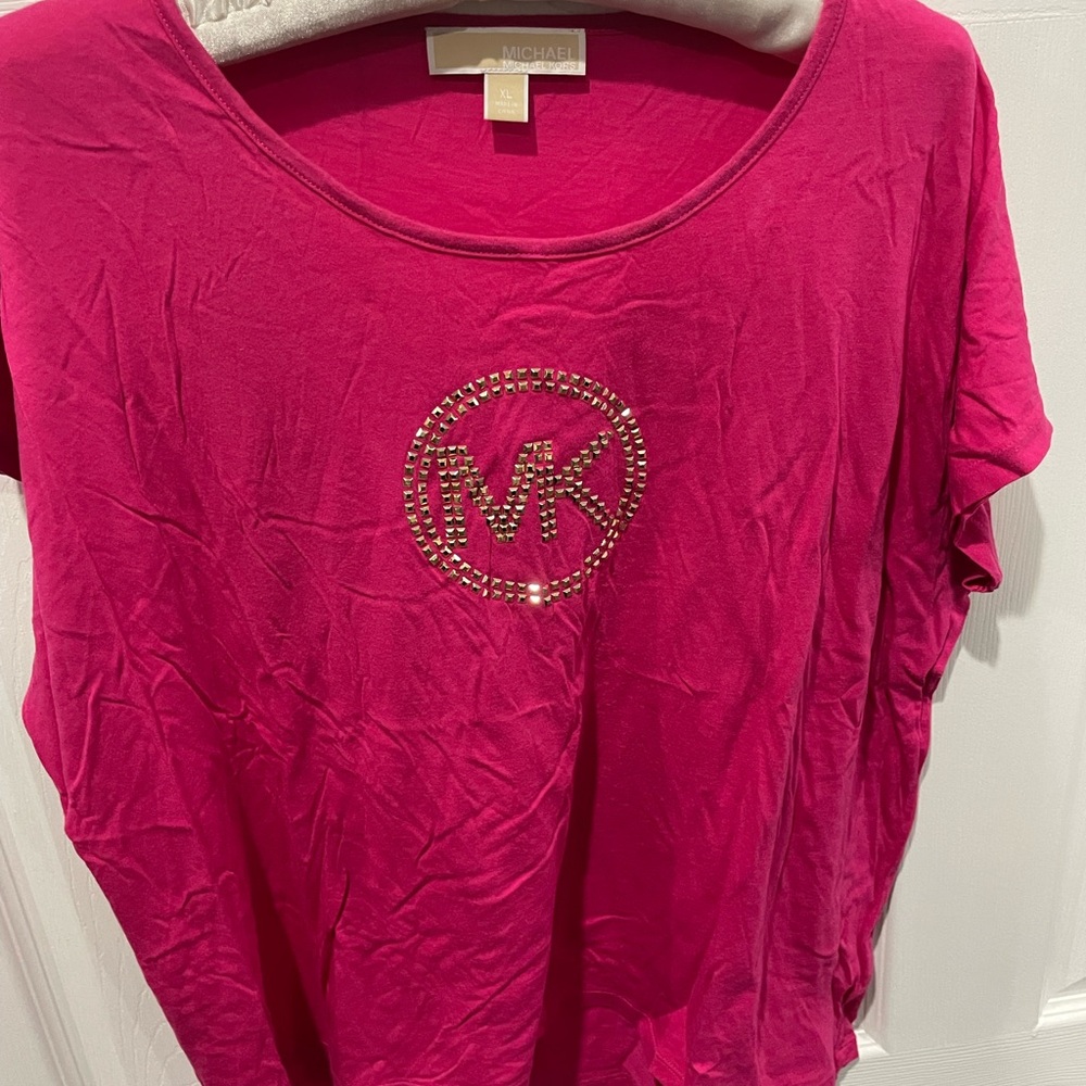 Michael Kors Pink Embellished Short Sleeve Tee